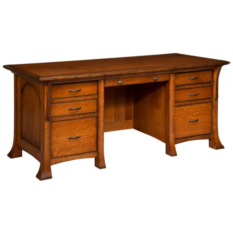 Amish Breckenridge Lift Top Solid Wood Adjustable Executive Desk