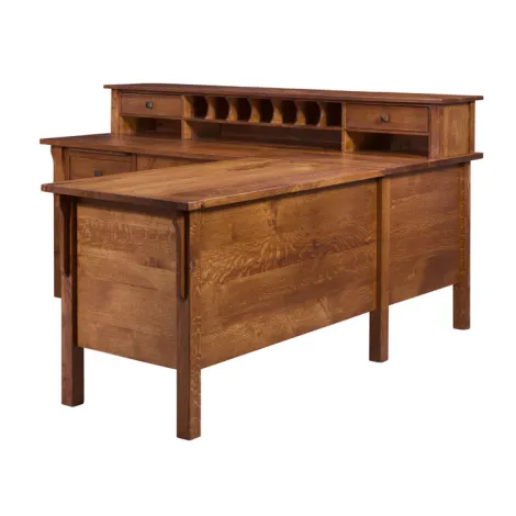 Amish Handmade Adjustable Height Centennial L Desk with Hutch