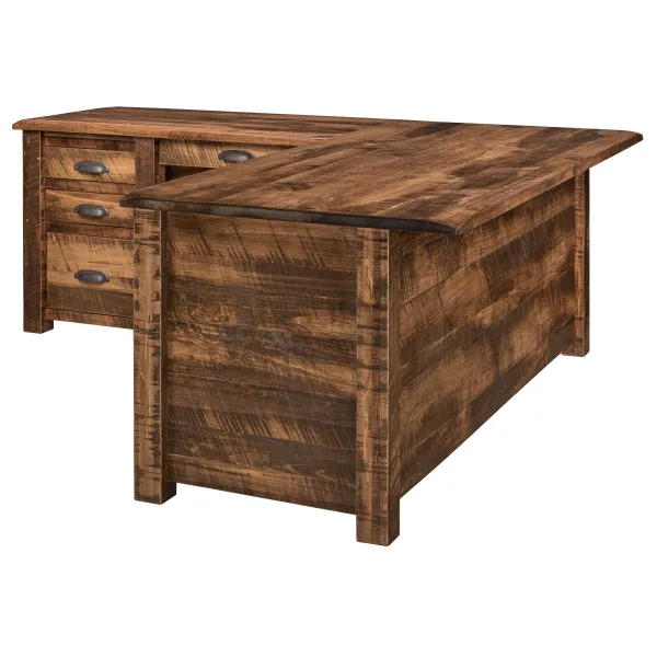 Amish El Paso Sit-Stand Adjustable Solid Wood L-Desk