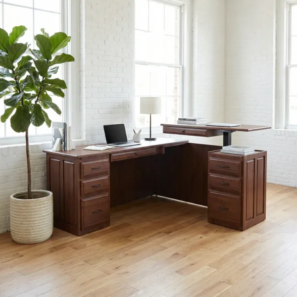 Amish Kingston L Corner Desk with Lift Amish Kingston L Corner Desk with Lift