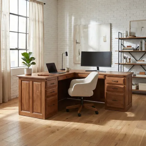 Amish Kingston L Corner Desk with Lift