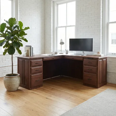 Amish Kingston L Corner Desk with Lift