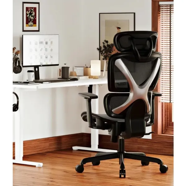 Mesh Desk Chair with Lumbar Support and Adjustable 3D Arms