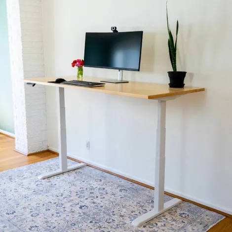 Lofty Height Adjustable Desk with Amish Made Wood Top Lofty Height Adjustable Desk with Amish Made Wood Top