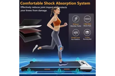 2 in 1 Portable Walking Treadmill with Remote Control Lanyard for Home/Office