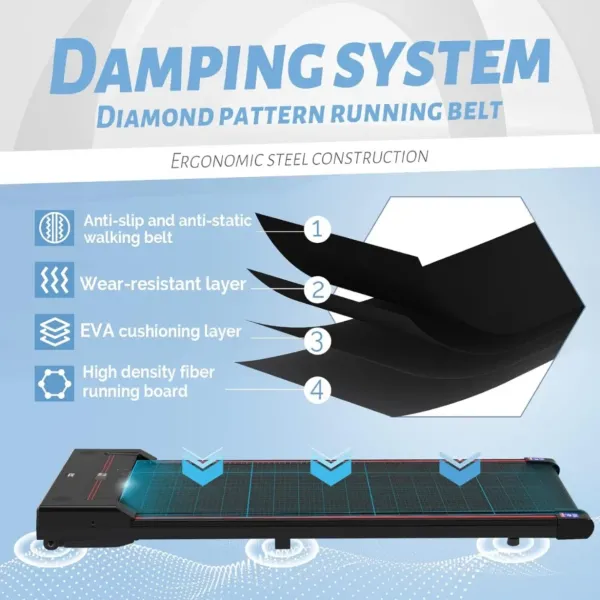 320 Lbs Capacity Walking Pad Treadmill Fitness Equipment Body Building Sports