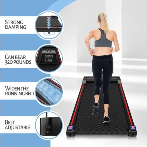 320 Lbs Capacity Walking Pad Treadmill Fitness Equipment Body Building Sports