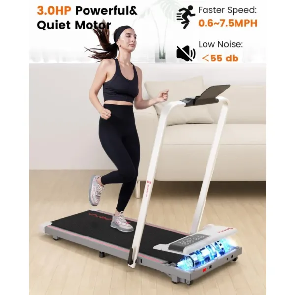 3 in 1 Easy to Store Under Desk Walking Pad - 3.0HP Folding Treadmill, 300 lbs Capacity