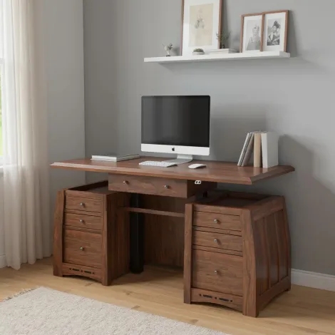 Amish Boulder Creek Sit-To-Stand Double Pedestal Desk