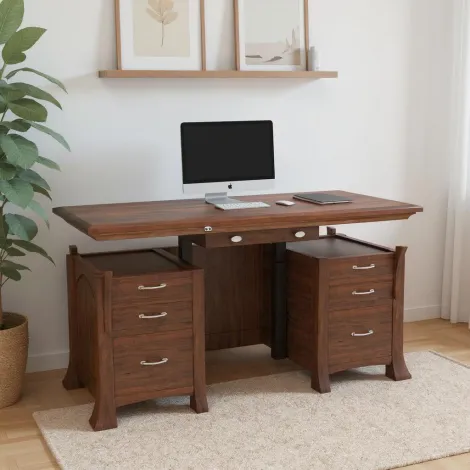Amish Breckenridge Lift Top Solid Wood Adjustable Executive Desk