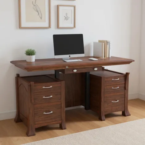Amish Breckenridge Lift Top Solid Wood Adjustable Executive Desk