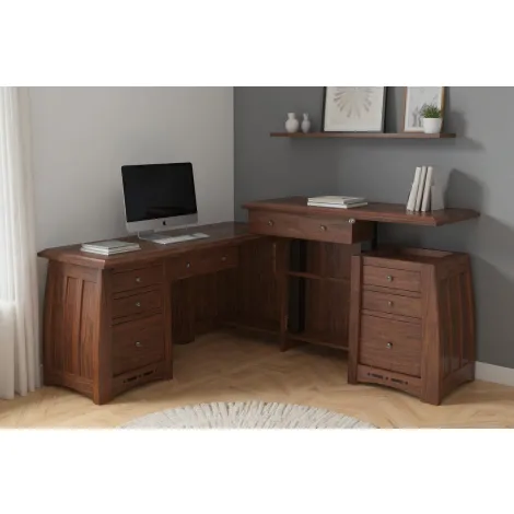 Amish Built Boulder Creek Sit-To-Stand 8 Drawer L Desk