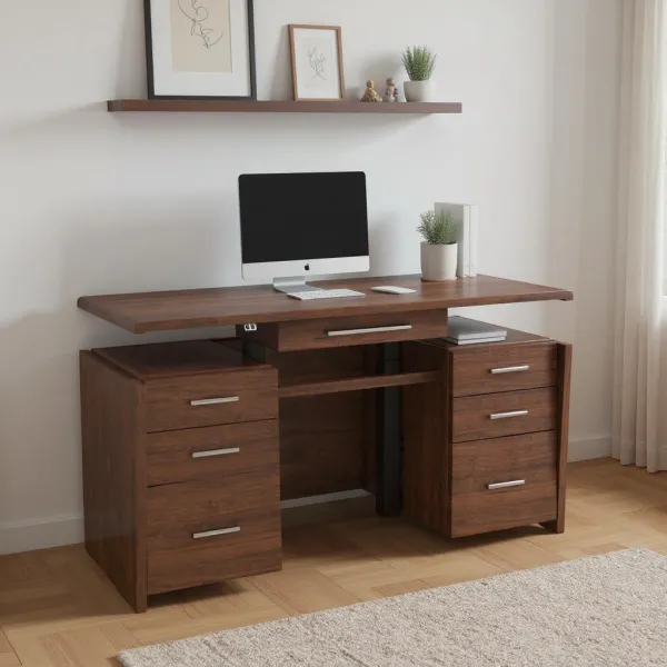 Amish Nova Adjustable Sit-to-Stand Solid Wood Executive Desk