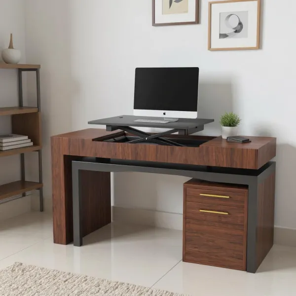 Amish Smart Desk with Adjustable Height Lift Top 