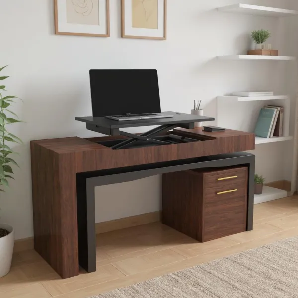 Amish Smart Desk with Adjustable Height Lift Top 