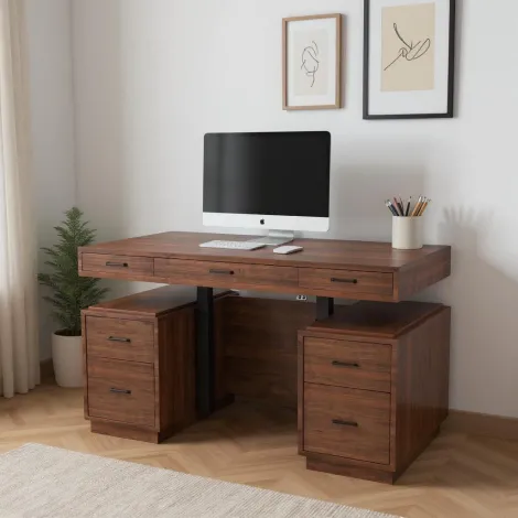 Bordeaux Amish Made Double Pedestal Adjustable Height Desk Bordeaux Amish Made Double Pedestal Adjustable Height Desk