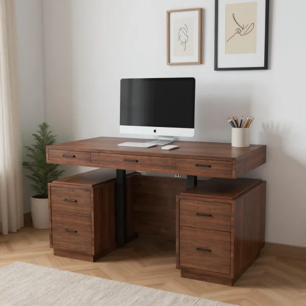 Bordeaux Amish Made Double Pedestal Adjustable Height Desk