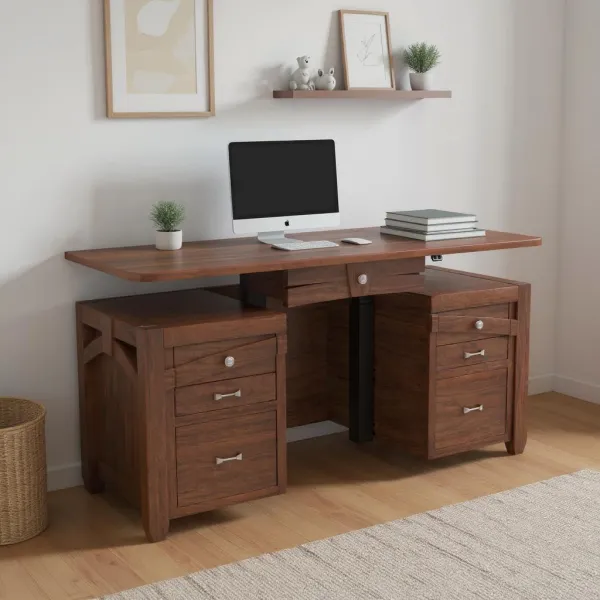 Kensing Amish Solid Wood, Hand Crafted Executive Sit-Stand Desk