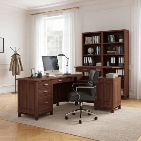 Amish Henry Stephens L Corner Desk with Lift