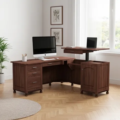 Amish Henry Stephens L Corner Desk with Lift