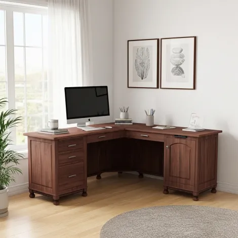 Amish Henry Stephens L Corner Desk with Lift