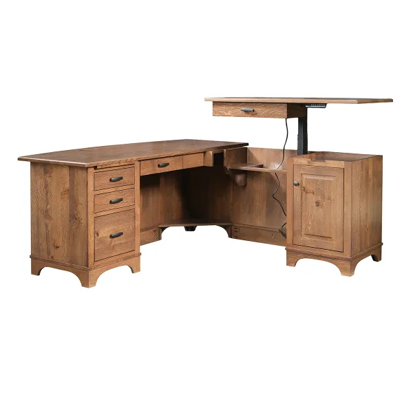 Amish Finley L Corner Desk with Lift