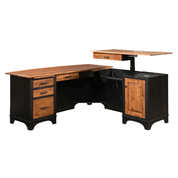 Amish Finley L Corner Desk with Lift