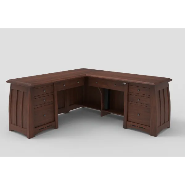 Amish Built Boulder Creek Sit-To-Stand 8 Drawer L Desk