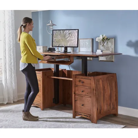 Amish Boulder Creek Sit-To-Stand Double Pedestal Desk