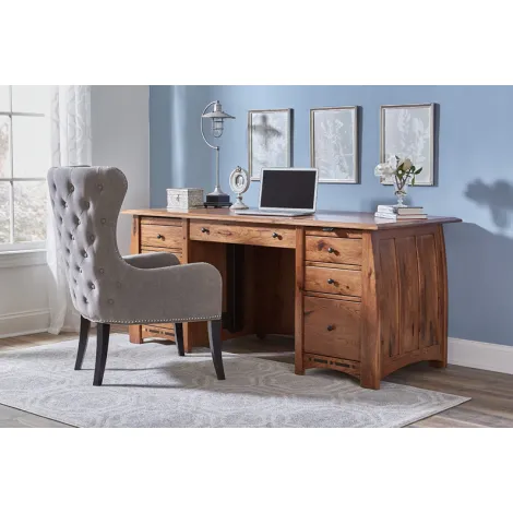 Amish Boulder Creek Sit-To-Stand Double Pedestal Desk