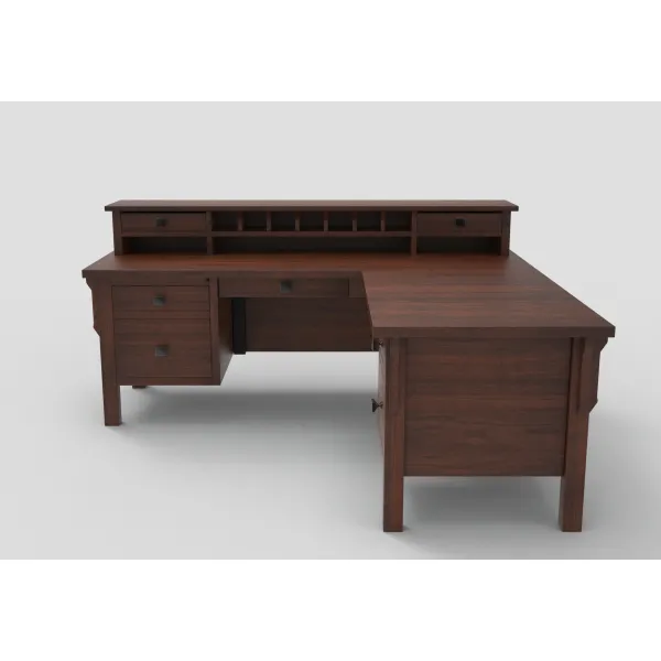 Amish Handmade Adjustable Height Centennial L Desk with Hutch