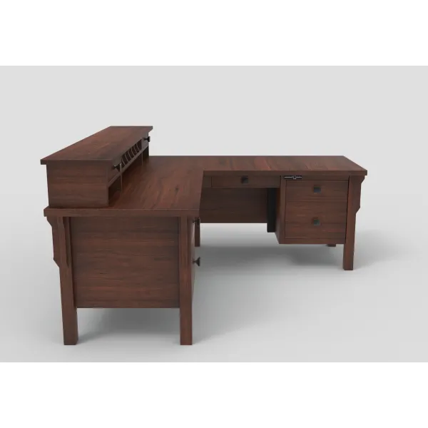 Amish Handmade Adjustable Height Centennial L Desk with Hutch