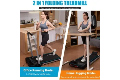 Compact Foldable Electric Treadmill, 1400W Motorized Running