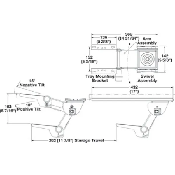 Keyboard Arm and Tray Combo Pack with Lift-N-Lock Adjustment