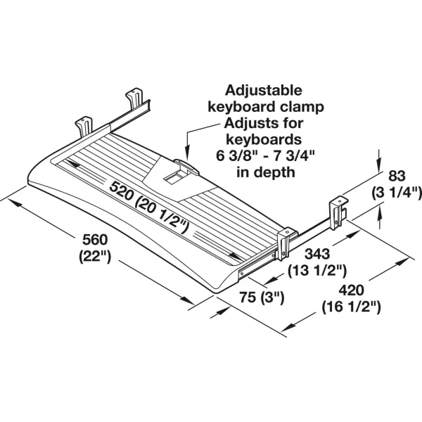 Keyboard Tray with Sloped Edge