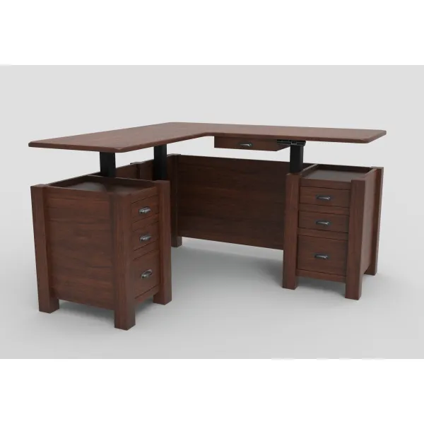 Amish El Paso Sit-Stand Adjustable Solid Wood L-Desk