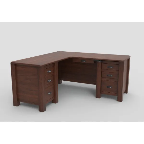Amish El Paso Sit-Stand Adjustable Solid Wood L-Desk