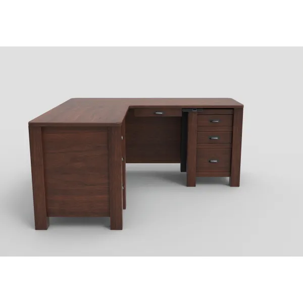 Amish El Paso Sit-Stand Adjustable Solid Wood L-Desk