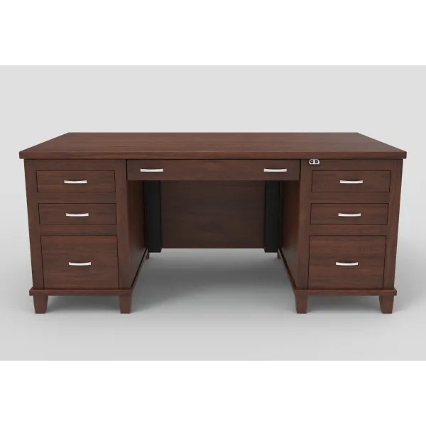 Integra Executive Amish Desk with Adjustable Height Top and Full Drawer Pedestal