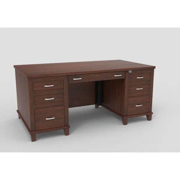 Integra Executive Amish Desk with Adjustable Height Top and Full Drawer Pedestal