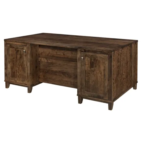 Integra Executive Amish Desk with Adjustable Height Top and Full Drawer Pedestal