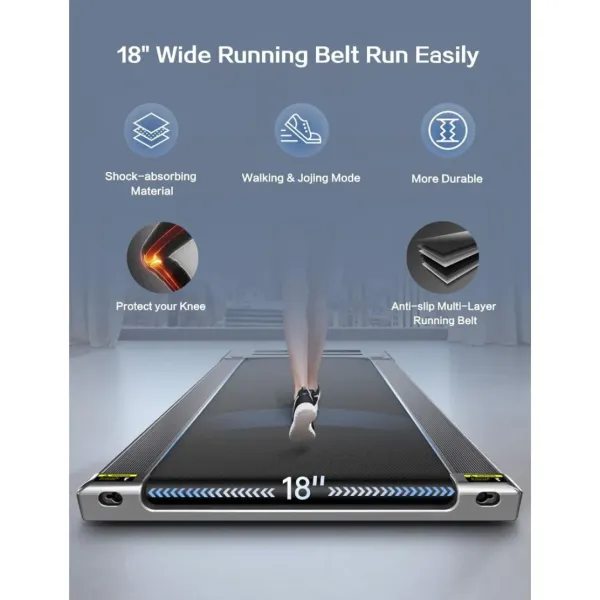 Tread Belt Super Slim Mini Slow Running Treadmill with Smart Remote and Workout App