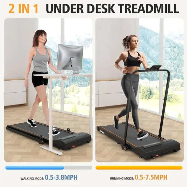 Treadmill-Walking Pad-Under Desk Treadmill, 2 in 1 Folding Treadmill 265 lbs Capacity 