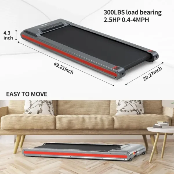Under Desk Treadmill with Bluetooth APP and Music for iPad and Phone - 300 lbs Weight Capacity