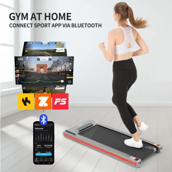 Under Desk Treadmill with Bluetooth APP and Music for iPad and Phone - 300 lbs Weight Capacity