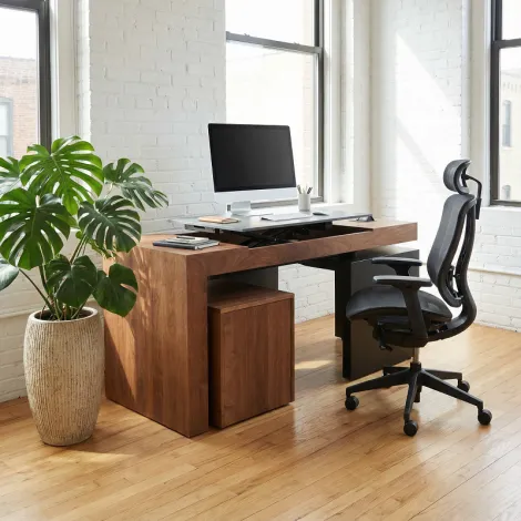 Amish Smart Desk with Adjustable Height Lift Top 